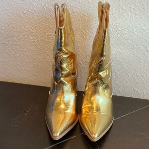 Cape Robbin Metallic Gold Ankle Booties